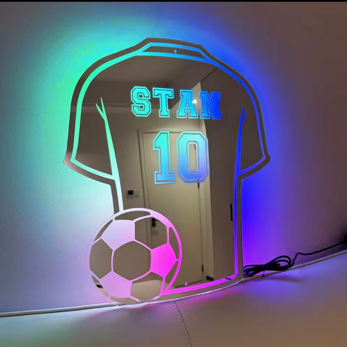 Miroir LED maillot de football personnalisé
