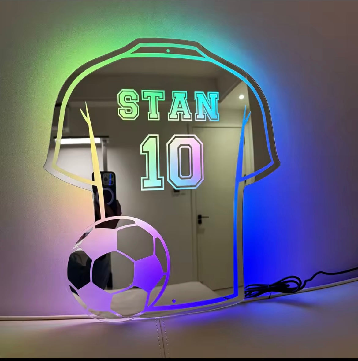 Miroir LED maillot de football personnalisé