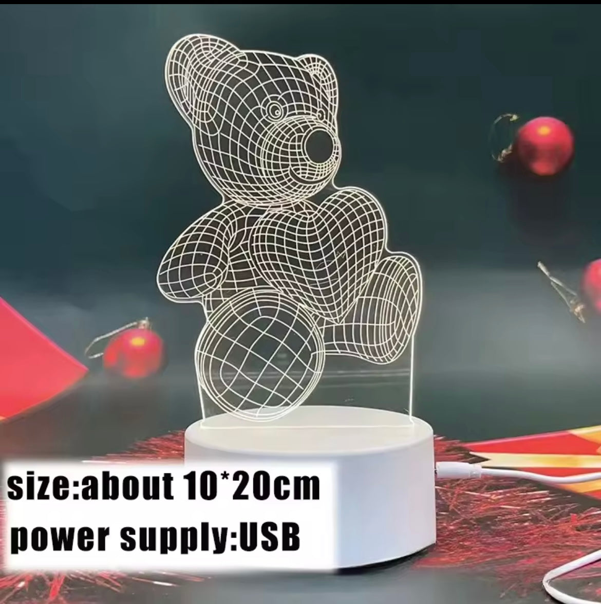 Lampe ours 3D USB LED