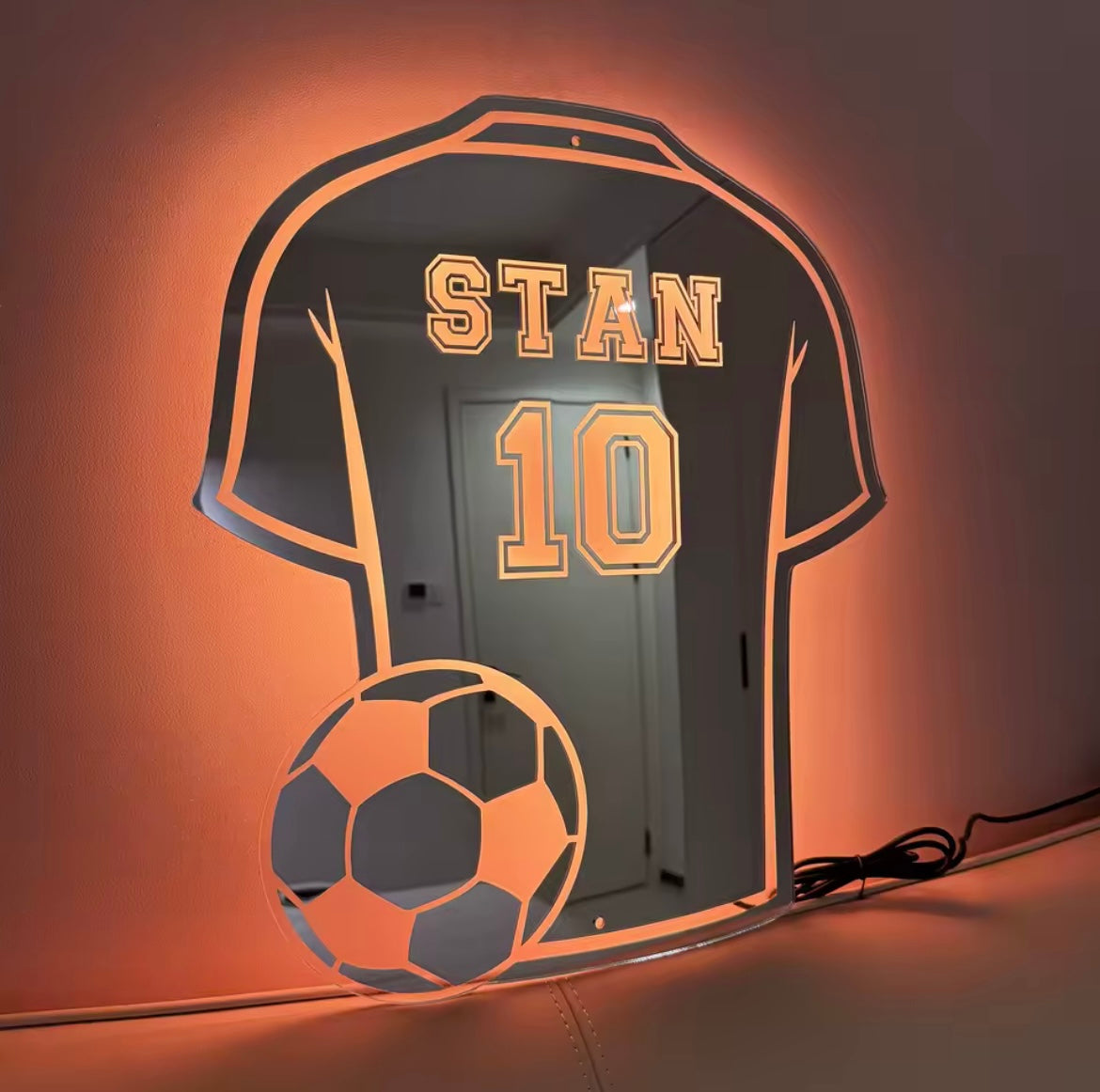 Miroir LED maillot de football personnalisé